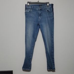 Ann Taylor Factory Two-tone jeans womens size 6 blue darker blue side stripe str
